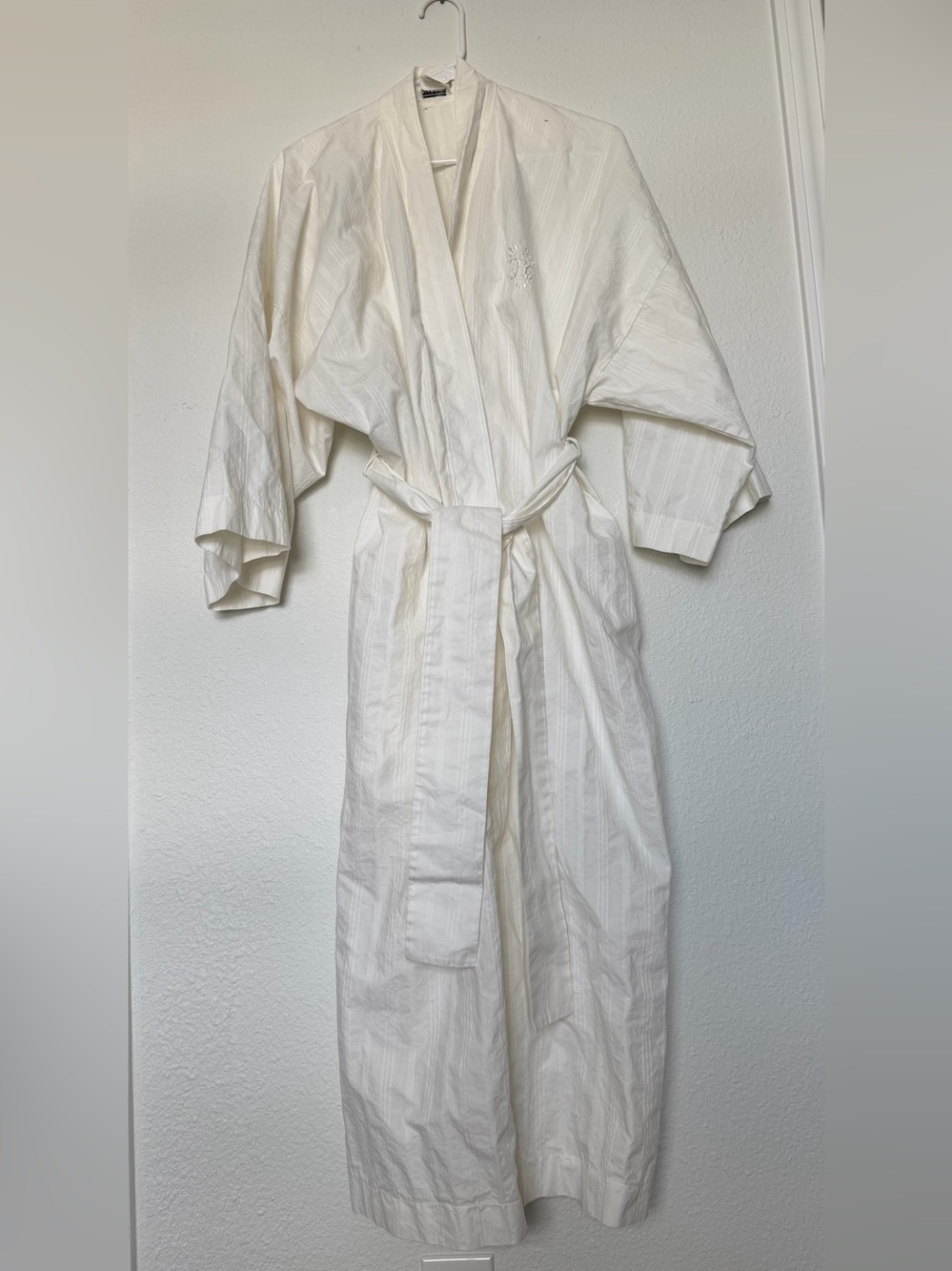 Vintage Natori 100% Cotton White Women's Kimono Robe with Belt